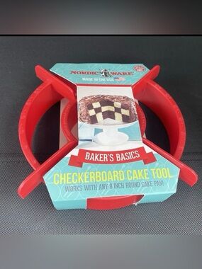 Nordic Ware Checkerboard Cake Ring Baking Tool Works in any 8" Cake Pan